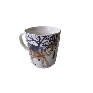 PPD White Brown Winter Wolf Porcelain Tea Coffee Mug